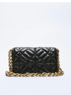 ZARA BLACK QUILTED SHOULDER BAG